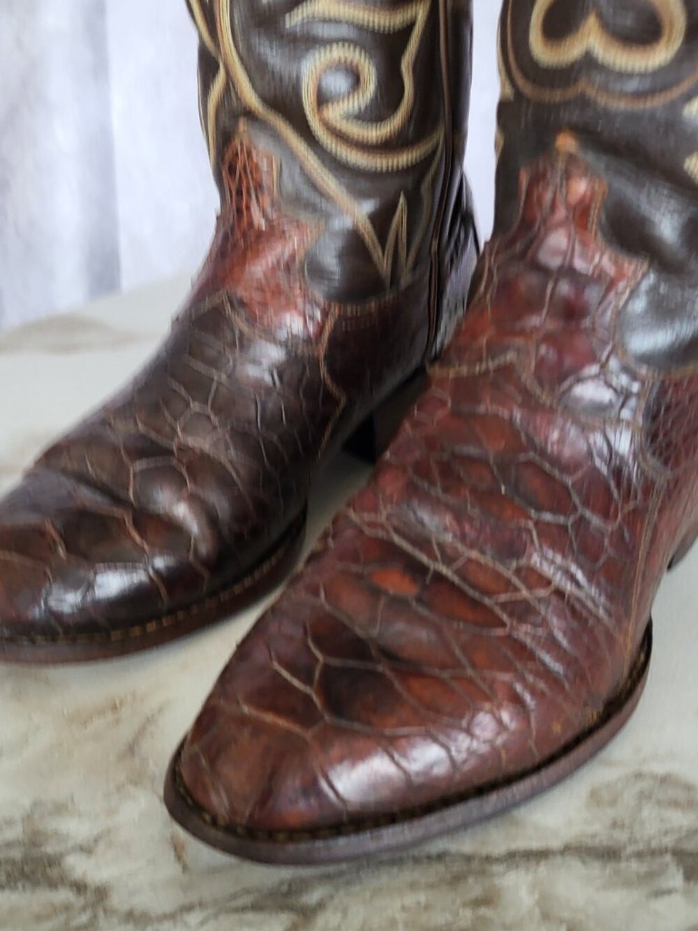Masters Pre-Ban Vintage Turtle Western Cowboy Boots Brown Men's Size 8 - Picture 4 of 16